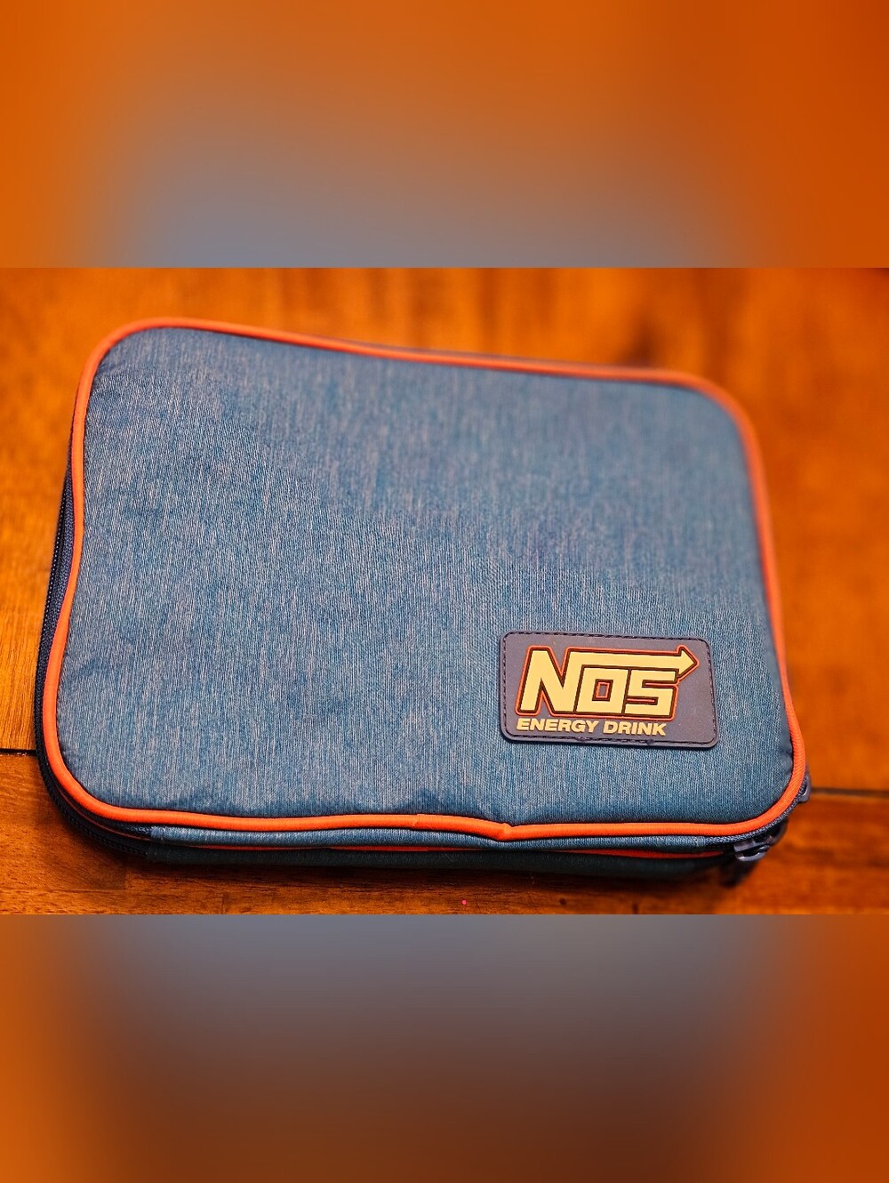 NOS Energy Rare Blue Orange Hand Held Gaming Console Dual Zippered Storage Case